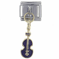 Italian Charms - violin purple italian charm Image.