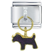 Italian Charms - dog purple italian charm Image.