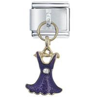 Italian Charms - rhinestone dress purple italian charm Image.