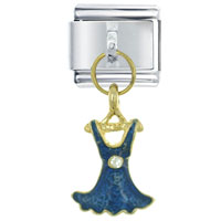 Italian Charms - rhinestone dress blue italian charm Image.