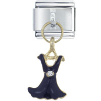 Italian Charms - rhinetone dress black italian charm Image.