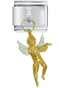 Italian Charms - gold angel piper italian charm Image.