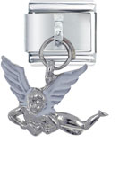 Italian Charms - silver tone angel dangle italian charm Image.