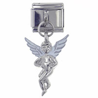 Italian Charms - silver tone winged angel italian charm Image.