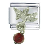 Italian Charms - january garnet color baby angel italian charm Image.