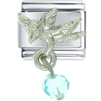 Italian Charms - march aquamarine color baby angel italian charm Image.
