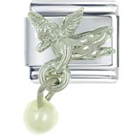 Italian Charms - june pearl color baby angel italian charm Image.