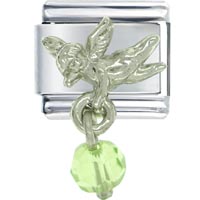 H488_08_X08: august peridot color baby angel italian charm Image.