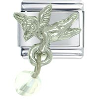 Italian Charms - october pink tourmaline color baby angel italian charm Image.
