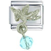 Italian Charms - december blue zircon color baby angel italian charm Image.