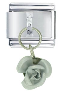 Italian Charms - rose silver italian charm Image.