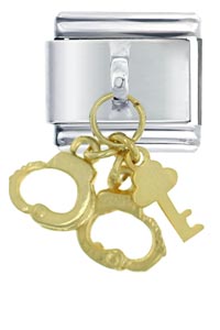 Italian Charms - handcuffs and key italian charm Image.