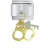 Italian Charms - gold handcuffs &amp; silver key italian charm Image.