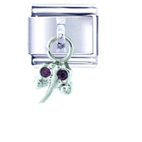 Italian Charms - purple studded dragonfly dangle italian charm Image.