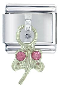 Italian Charms - crystal dragonfly pink italian charm Image.