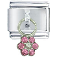 Italian Charms - dangle flower pink italian charm Image.