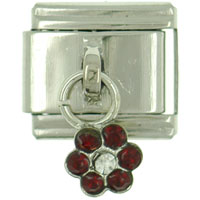 Italian Charms - crystal flower red italian charm Image.