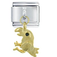 H543_X13: dangle golden parrot italian charm Image.