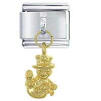 Italian Charms - dangle golden snowman italian charm Image.