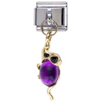Italian Charms - february amethyst color birthstone mouse dangle italian charm bracelets Image.