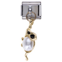 Italian Charms - june pearl color birthstone mouse dangle italian charm bracelets Image.