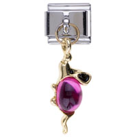 Italian Charms - july ruby color birthstone frog dangle italian charm bracelets Image.