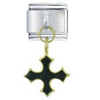 Italian Charms - cross black dangle italian charm Image.