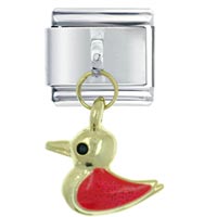 Italian Charms - red duck dangle italian charm Image.