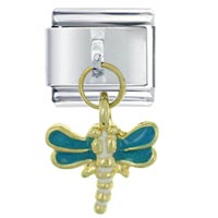 Italian Charms - enamel dragonfly blue italian charm Image.