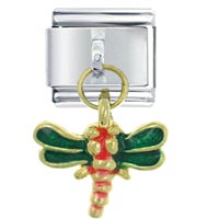 Italian Charms - dragonfly green italian charm Image.