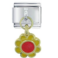 Italian Charms - sunflower yellow red italian charm Image.