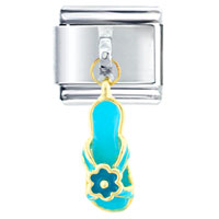 Italian Charms - turquoise flower sandal dangle italian charm Image.