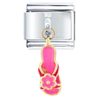 Italian Charms - pink flower sandal dangle italian charm Image.