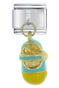 Italian Charms - baby blue shoe italian charm Image.