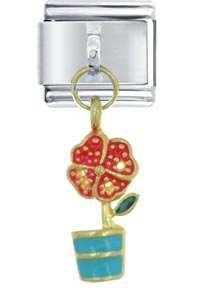 Italian Charms - dangle flower pot italian charm Image.