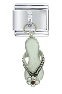 Italian Charms - rhinestone sandal white italian charm Image.