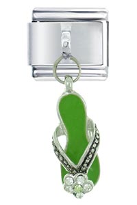Italian Charms - rhinestone sandal green italian charm Image.