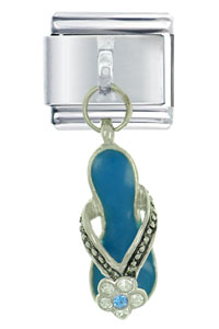 Italian Charms - rhinestone sandal blue italian charm Image.