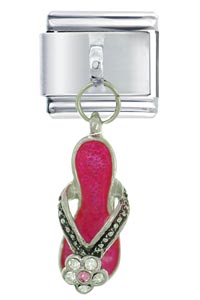 Italian Charms - rhinestone sandal hot pink italian charm Image.