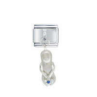 Italian Charms - dangle blue rhinestone sandal italian charm Image.