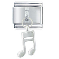 Italian Charms - silver tone musical eighth note dangle italian charm Image.