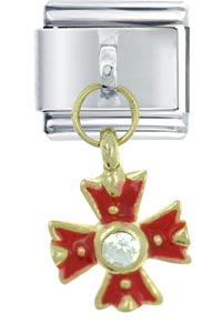 Italian Charms - rhinestone cross red italian charm Image.