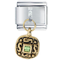 Italian Charms - august peridot color emblem italian charm Image.