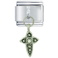 Italian Charms - rhinestone cross silver italian charm Image.