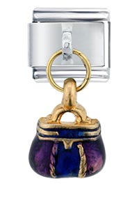 Italian Charms - purse purple gold italian charm Image.