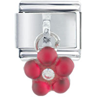 Italian Charms - dangle red flower rhinestone italian charm Image.