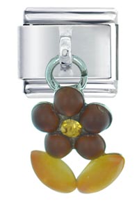 Italian Charms - light purple flower dangle italian charm Image.