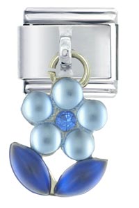 Italian Charms - light blue flower italian charm Image.