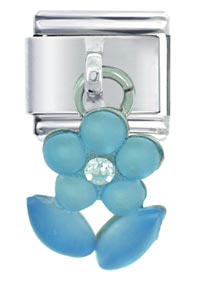 Italian Charms - aqua flower italian charm Image.