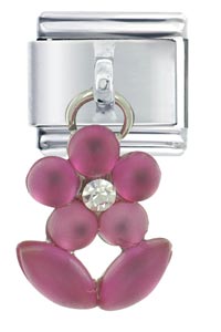 Italian Charms - mauve flower italian charm Image.